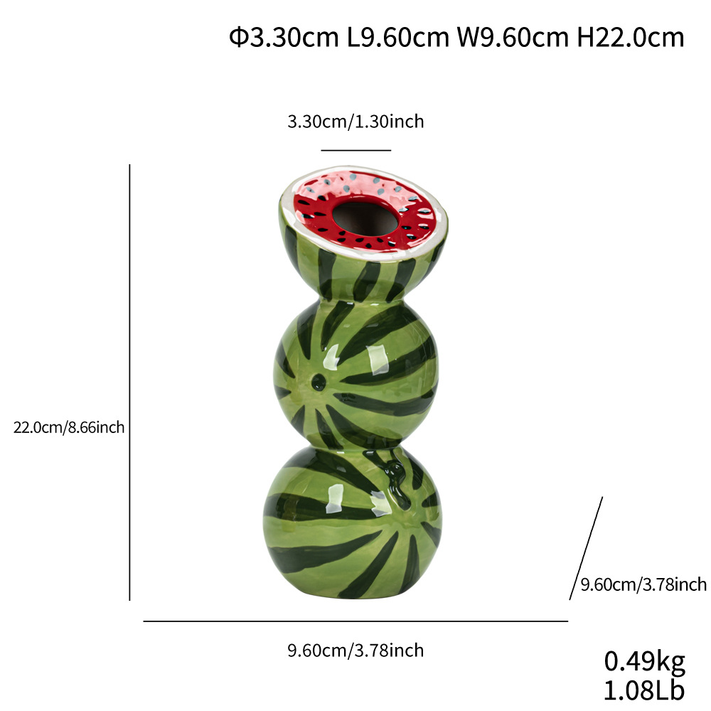 V888-ELOSUNG28669-202505191221-00 Watermelon Nordic-Style Minimalist Fruit and Flower Vase - Modern Home Decor - Image 1