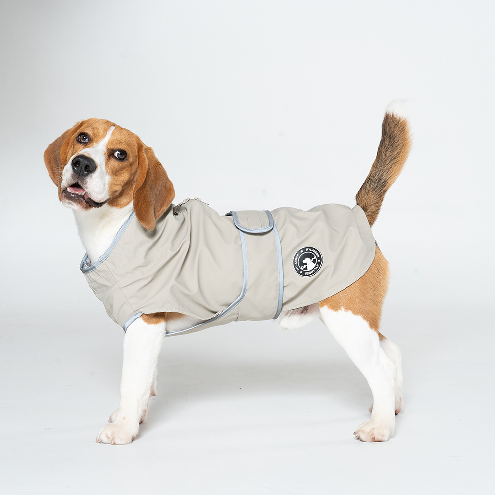 V888-ELOSUNG28891-202505261612-00 65# Grey Waterproof Reflective Dog Raincoat for Small to Large Dogs - Image 1