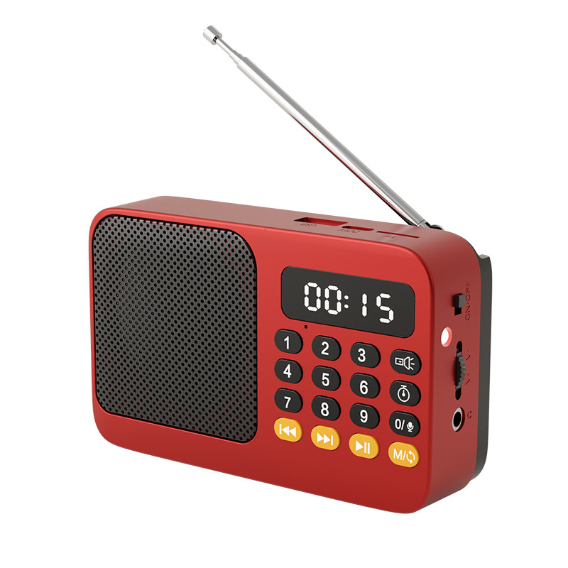 V888-ELOSUNG29010-202505191243-00 Portable Digital Music Player & FM Radio,4 Playback Modes, LED Flashlight(Red) - Image 1