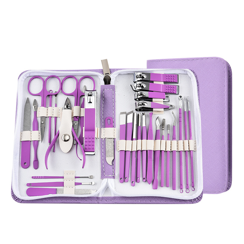 V888-ELOSUNG29027-202505191425-00 30-Piece Professional Manicure & Pedicure Set,Stainless Steel Grooming Kit(purple) - Image 1