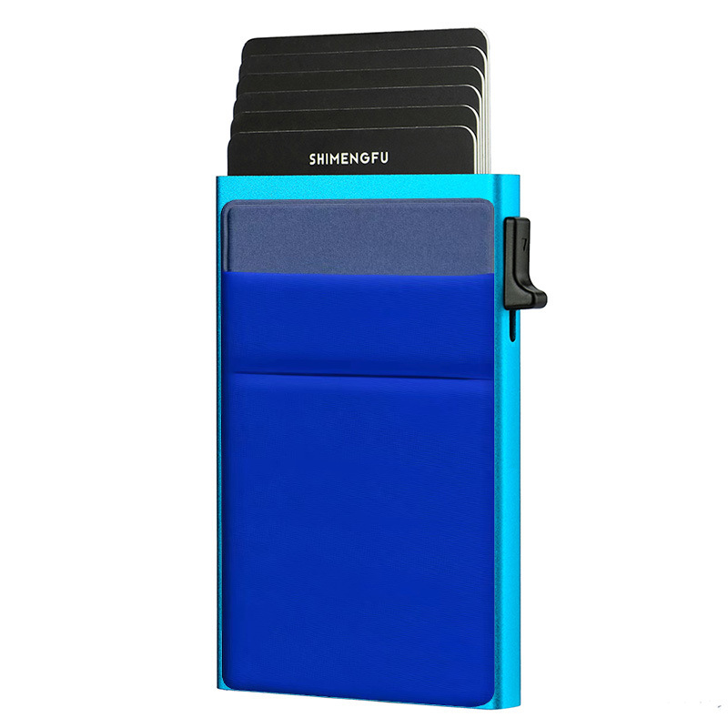 V888-ELOSUNG29036-202505191246-00 Ultra-Slim Pop-Up Card Holder Wallet with RFID Blocking(Blue + Blue Card Holder) - Image 1