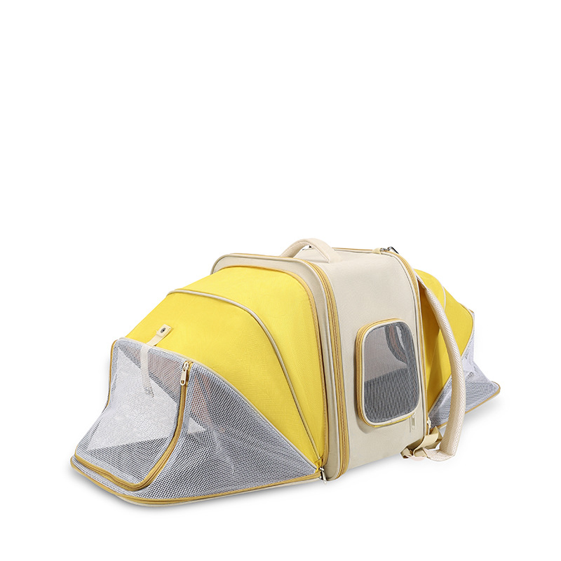 V888-ELOSUNG29216-202505261538-00 Expandable Pet Carrier Backpack for Cats & Small Dogs - Breathable Mesh, Multiple Entrances(yellow) - Image 1