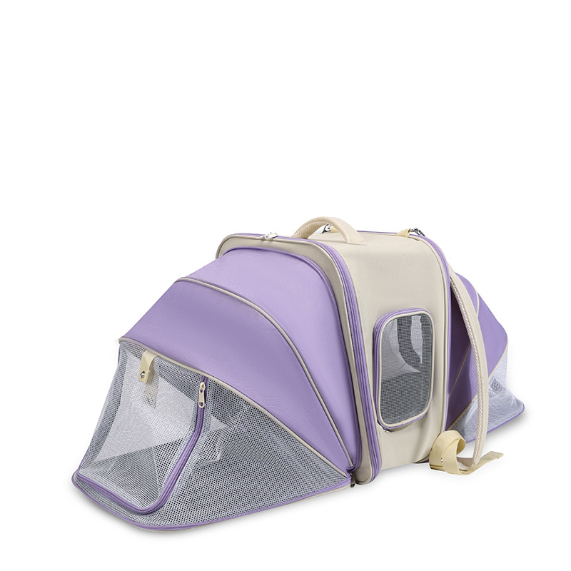 V888-ELOSUNG29219-202505261608-00 Expandable Pet Carrier Backpack for Cats & Small Dogs - Breathable Mesh, Multiple Entrances(Purple) - Image 1