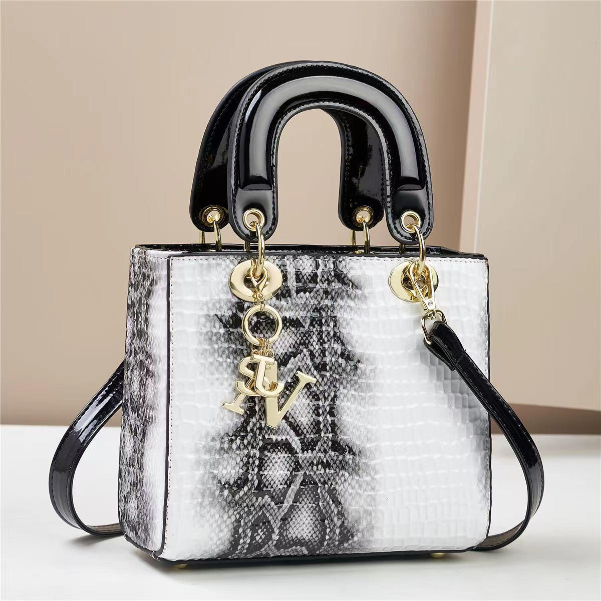 V888-ELOSUNG29234-202505261617-00 Chic Embossed Pattern Top Handle Bag - PU Leather Satchel with Detachable Shoulder Strap(white) - Image 1