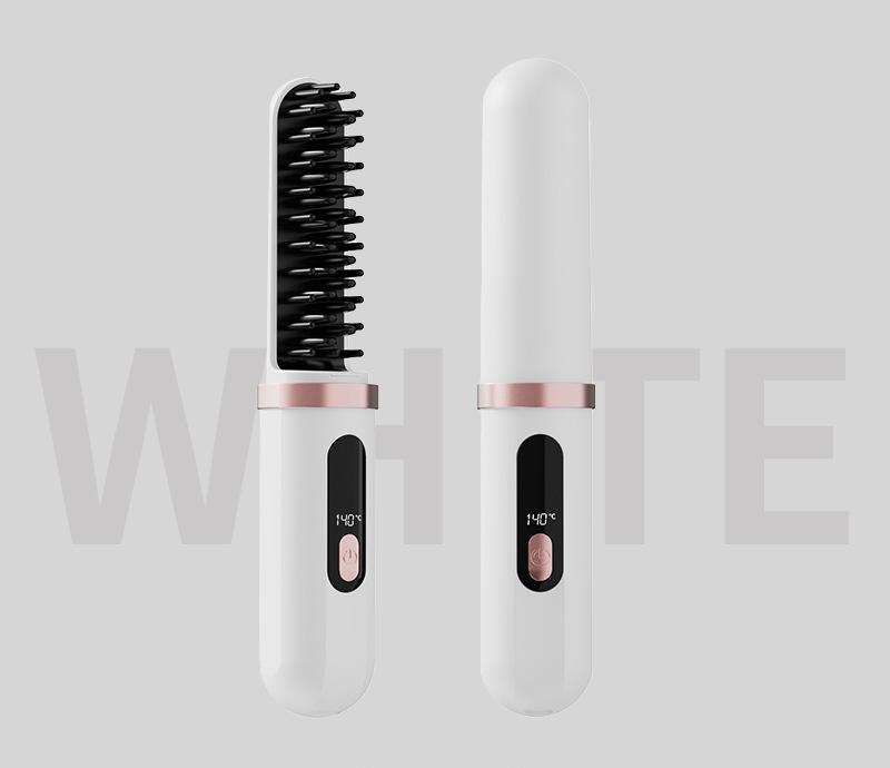 V888-ELOSUNG29284-202505261553-00 Cordless Hair Straightener Brush - 4000mAh USB-C Rechargeable, 4 Temps, Anti-Scald 3D Comb Design(white) - Image 1