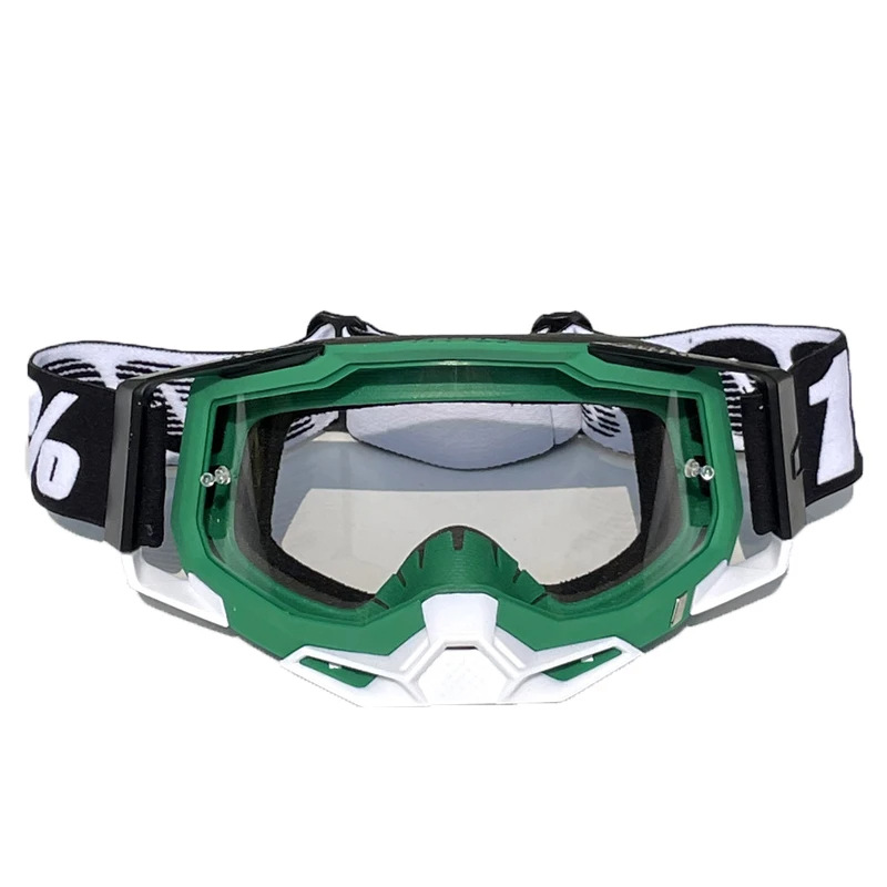 V888-ELOSUNG29349-202505301132-00 Pro Motocross Goggles - Windproof, UV400 Protection with TPU Frame & PC Lens, Adjustable Strap(Green frame,transparent lens) - Image 1