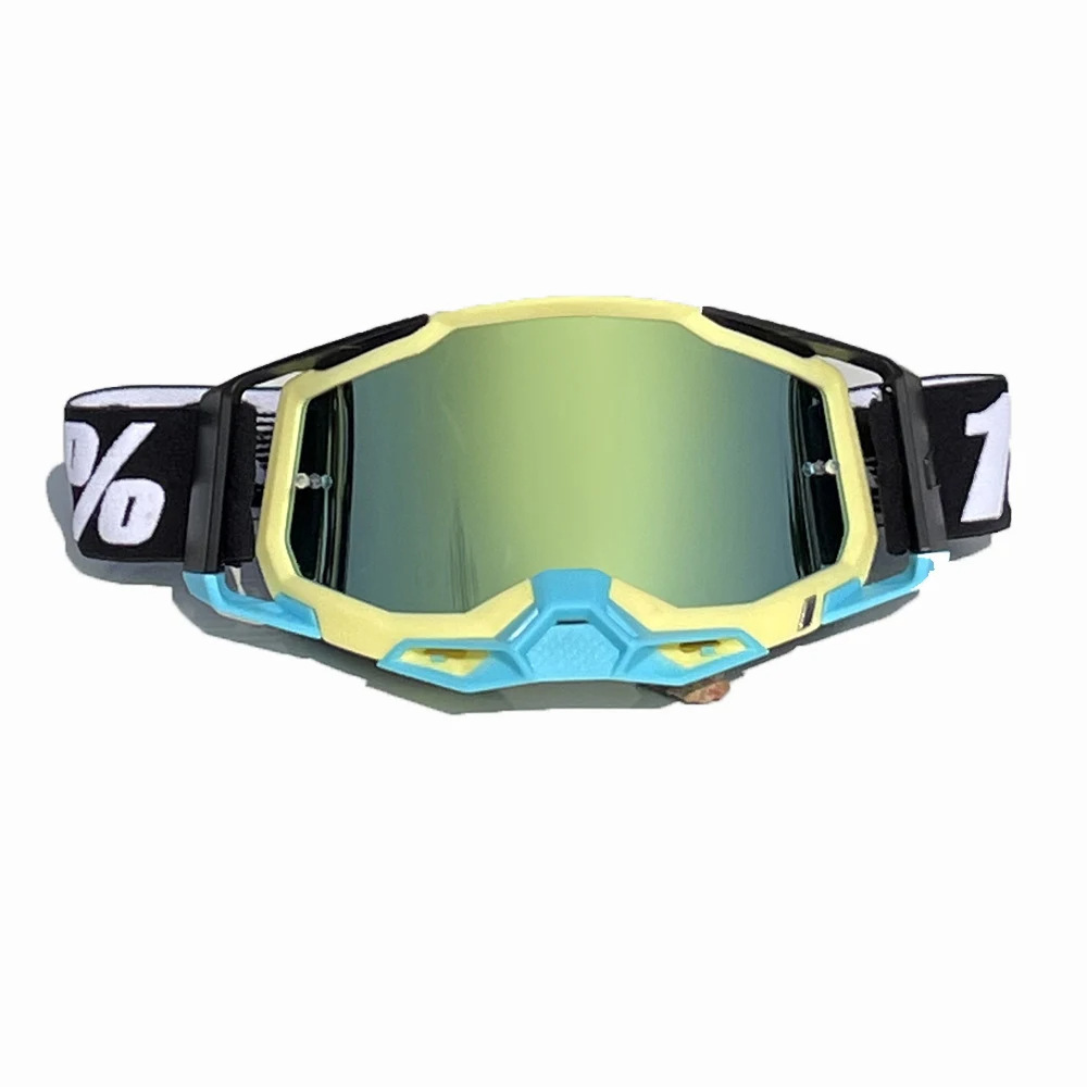 V888-ELOSUNG29350-202505301132-00 Pro Motocross Goggles - Windproof, UV400 Protection with TPU Frame & PC Lens, Adjustable Strap(Yellow frame,gold lens) - Image 1