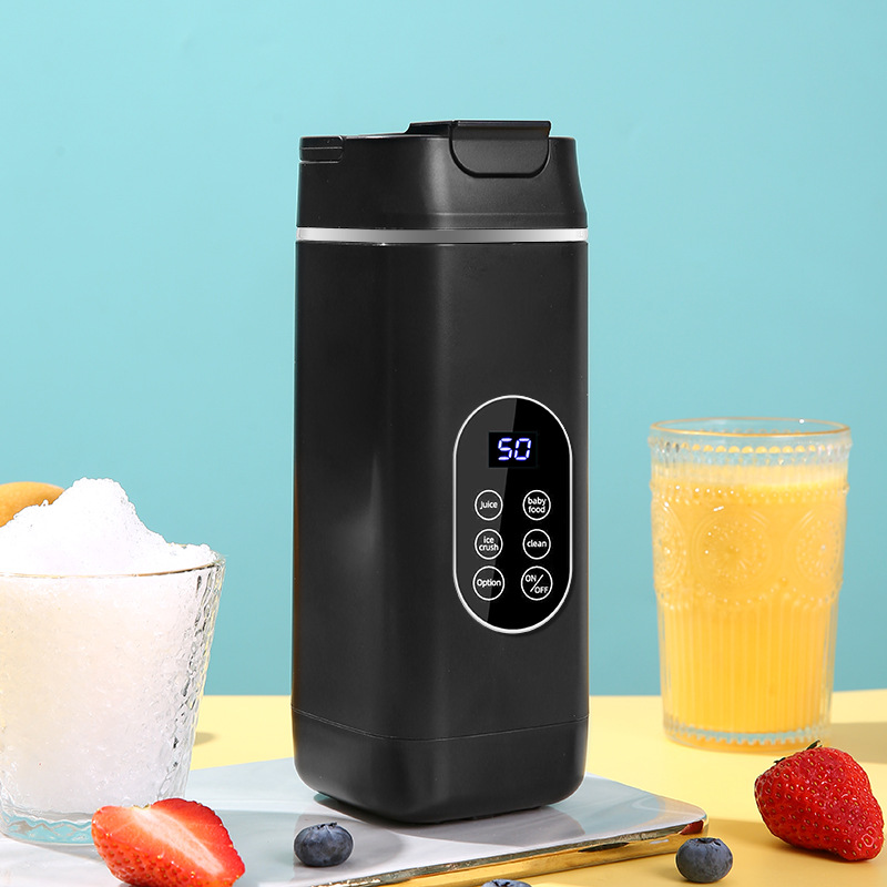 V888-ELOSUNG31133-202505231126-00 Black Rechargeable Travel Blender Cup - 12 Blades, Digital Display, Self-Cleaning - Image 1