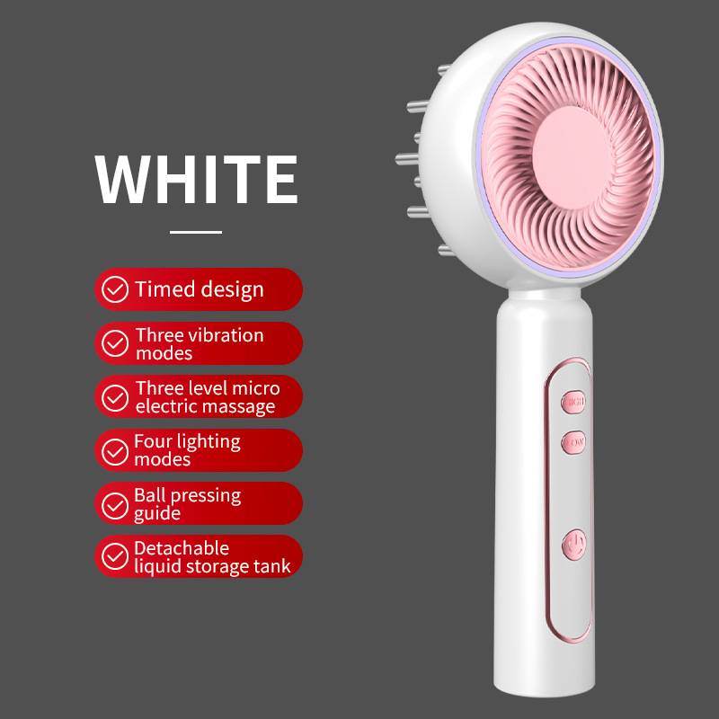 V888-ELOSUNG31136-202505261513-00 White Advanced Scalp Therapy Comb: Red/Blue Light, EMS & Serum Applicator - Image 1
