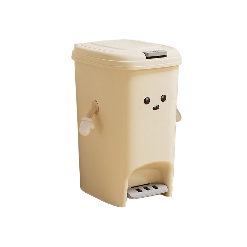V888-ELOSUNG321-201885-00 Cream white 20L foot pedal trash can U fun style 20cm * 27.5cm * 27.5cm - Image 1