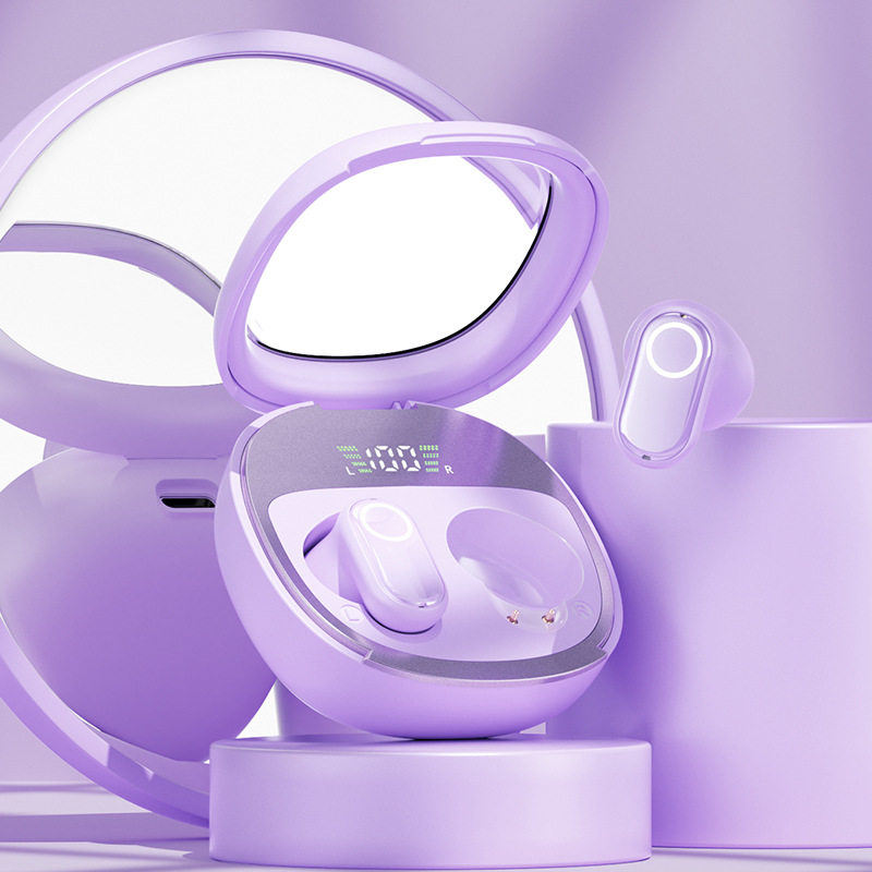 V888-ELOSUNG32241-202506061649-00 Purple Feather-Light TWS Earbuds - Bluetooth 5.4, Hi-Fi Sound, LED Display Case, 60H+ Playtime, Touch Control - Image 1