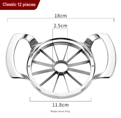 V888-ELOSUNG32344-202506111533-00 Silver Premium Apple Slicer Corer - Heavy Duty Stainless Steel Fruit Cutter, 12-Slice Divider Kitchen Gadget - Image 1