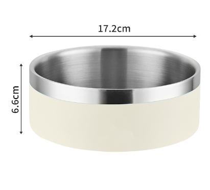 V888-ELOSUNG32354-202506111510-00 Beige and Silver Premium 304 Stainless Steel Pet Bowl (32oz) - Non-Slip, Anti-Tip Food & Water Dish for Dogs & Cats - Durable & Easy Clean - Image 1