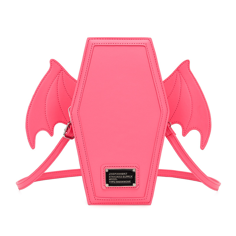 V888-ELOSUNG32440-202506191046-00 Rose Red Gothic Coffin Bat Wing Convertible Crossbody Bag - Punk PU Leather Shoulder Purse & Mini Backpack - Image 1