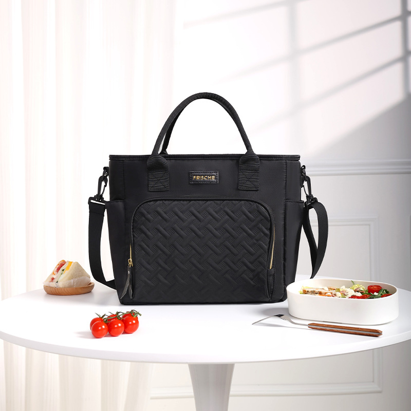 V888-ELOSUNG32442-202506191048-00 Black Chic Insulated Lunch Tote Bag - 11L Large Capacity Cooler for Work, Picnic & Travel - Durable Oxford Fabric - Image 1