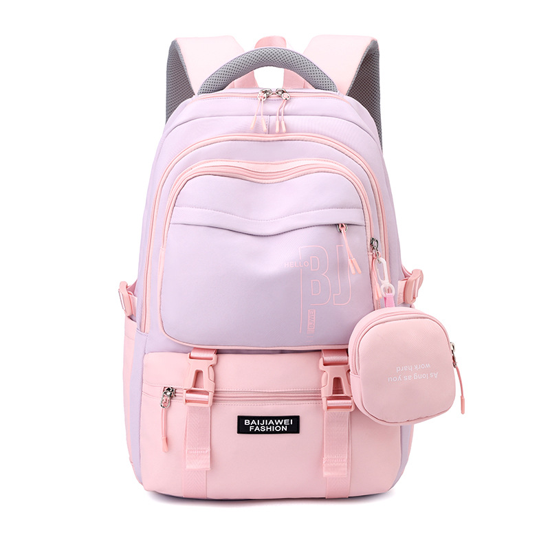 V888-ELOSUNG32511-202506191328-00 Pink and Purple Large Capacity Student Backpack - Durable Oxford Cloth School Bag with Laptop Compartment & Multiple Pockets - Image 1