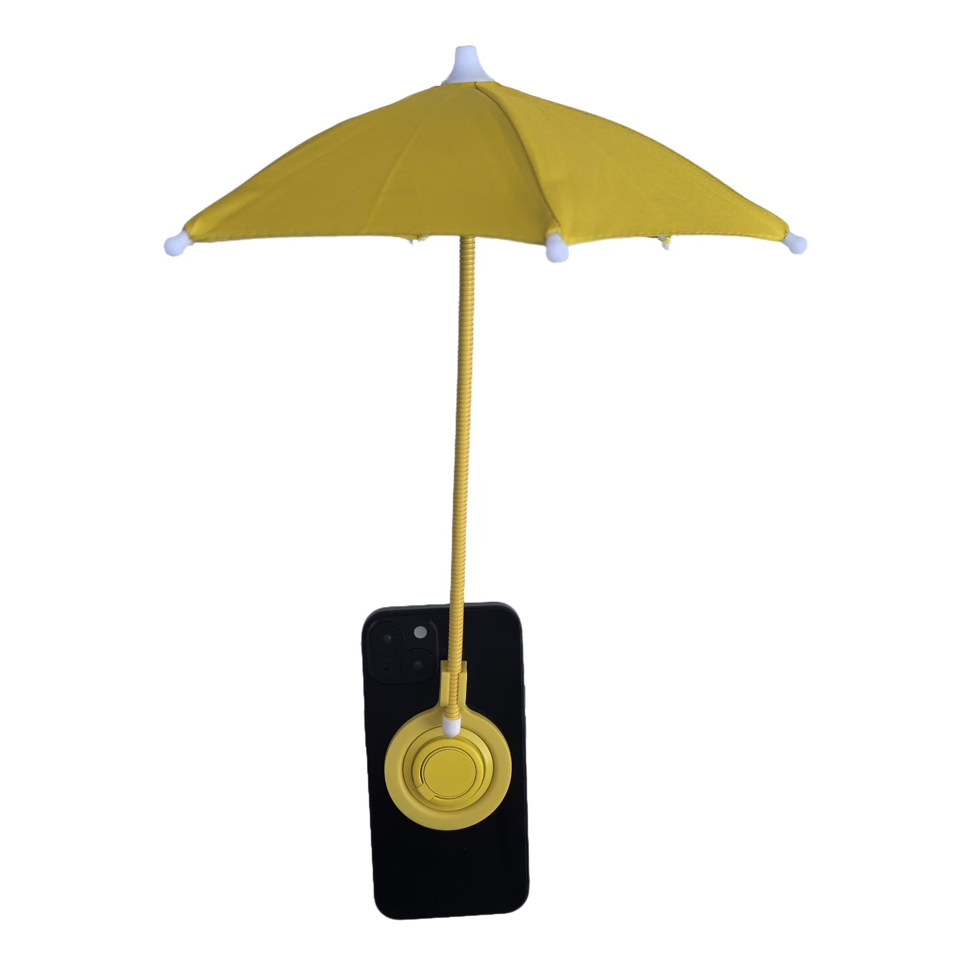 V888-ELOSUNG32583-202506241205-00 Yellow Magnetic Phone Umbrella Sun Shade - Clear Outdoor Screen Visor, Anti-Glare Mini Parasol for iPhone - Image 1