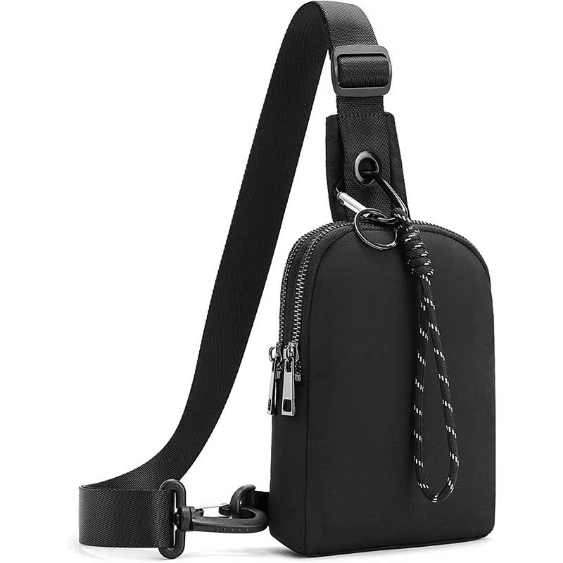 V888-ELOSUNG32608-202506241021-00 Black Compact Waterproof Sling Bag - Unisex Mini Crossbody Chest Pack with Adjustable Reversible Strap - Image 1