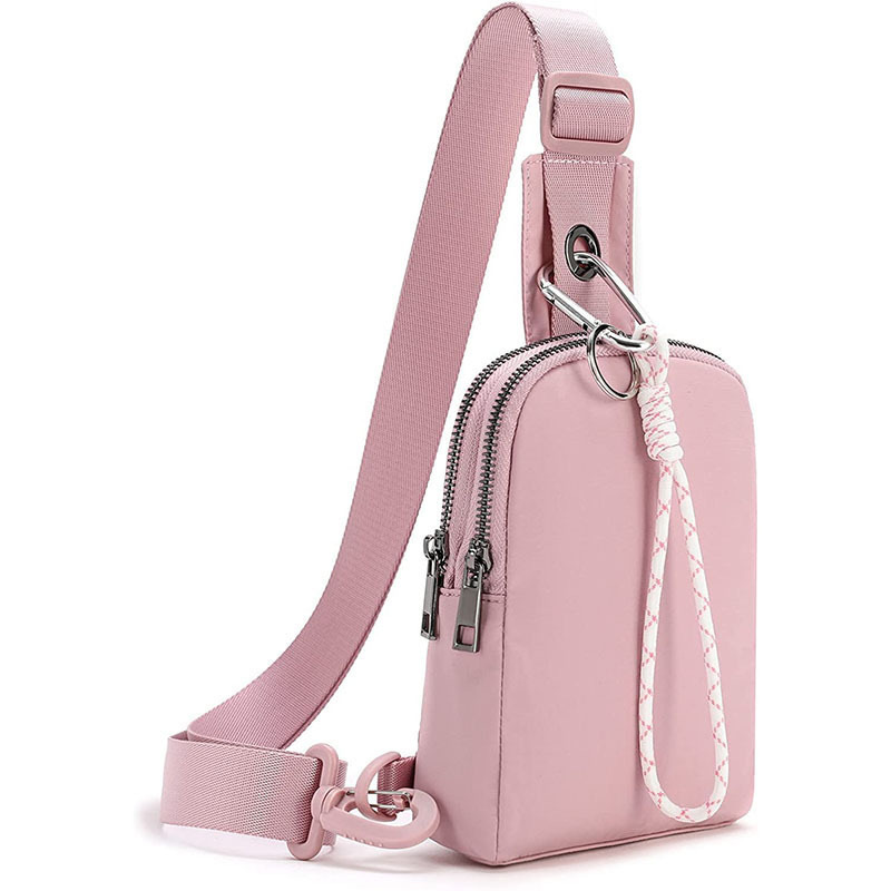 V888-ELOSUNG32609-202506241021-00 Pink Compact Waterproof Sling Bag - Unisex Mini Crossbody Chest Pack with Adjustable Reversible Strap - Image 1