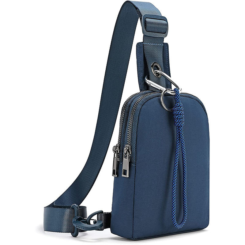 V888-ELOSUNG32610-202506241021-00 Dark Blue Compact Waterproof Sling Bag - Unisex Mini Crossbody Chest Pack with Adjustable Reversible Strap - Image 1