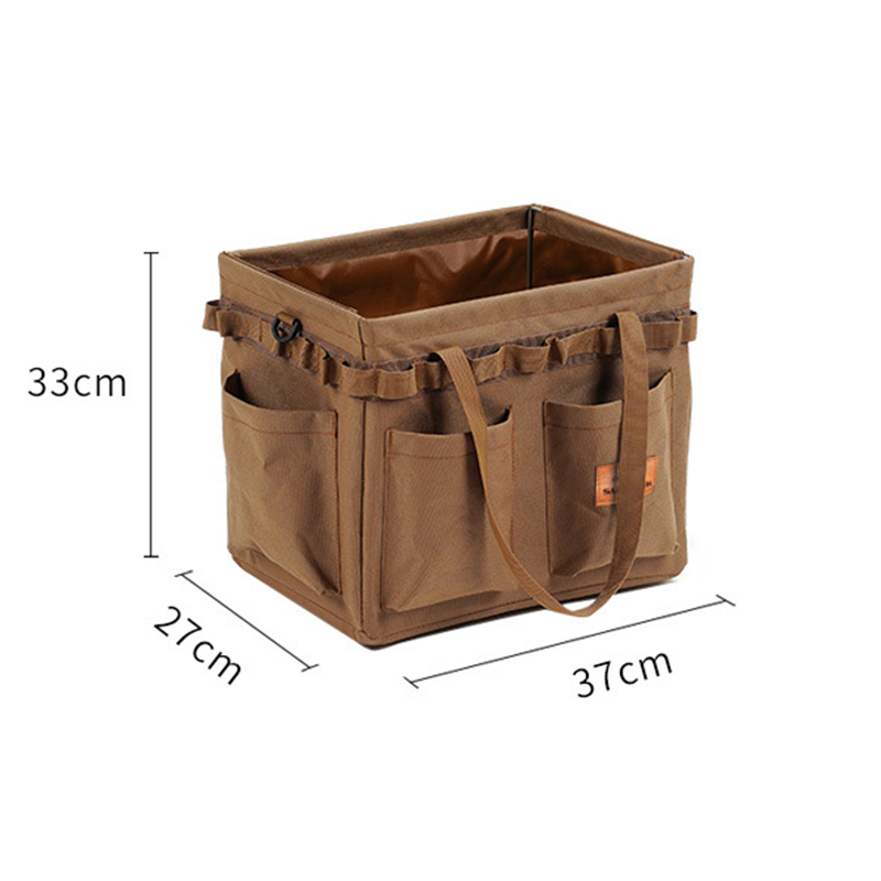 V888-ELOSUNG32733-202506301025-00 Brown Heavy Duty Foldable Outdoor Camping Storage Box - Oxford Cloth Collapsible Gear Organizer Tote with Pockets - Image 1