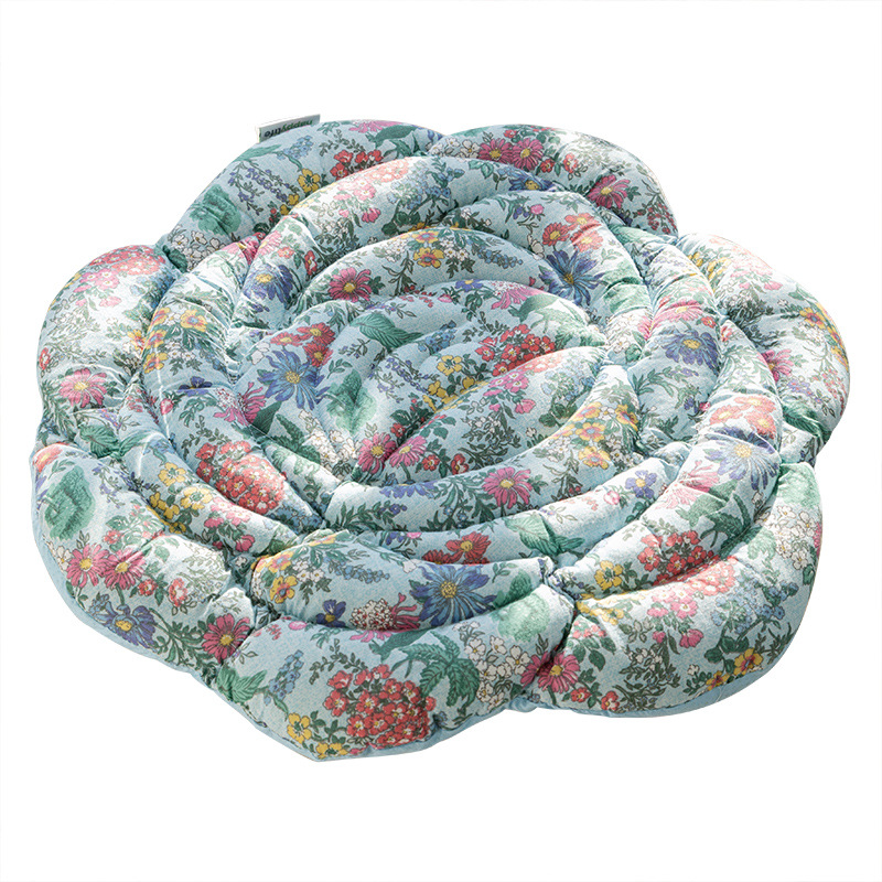 V888-ELOSUNG33053-202505261531-00 Blue Rose Pattern Pure Cotton Chair Cushion - Thickened 50x50cm Office Sofa Pad - Image 1