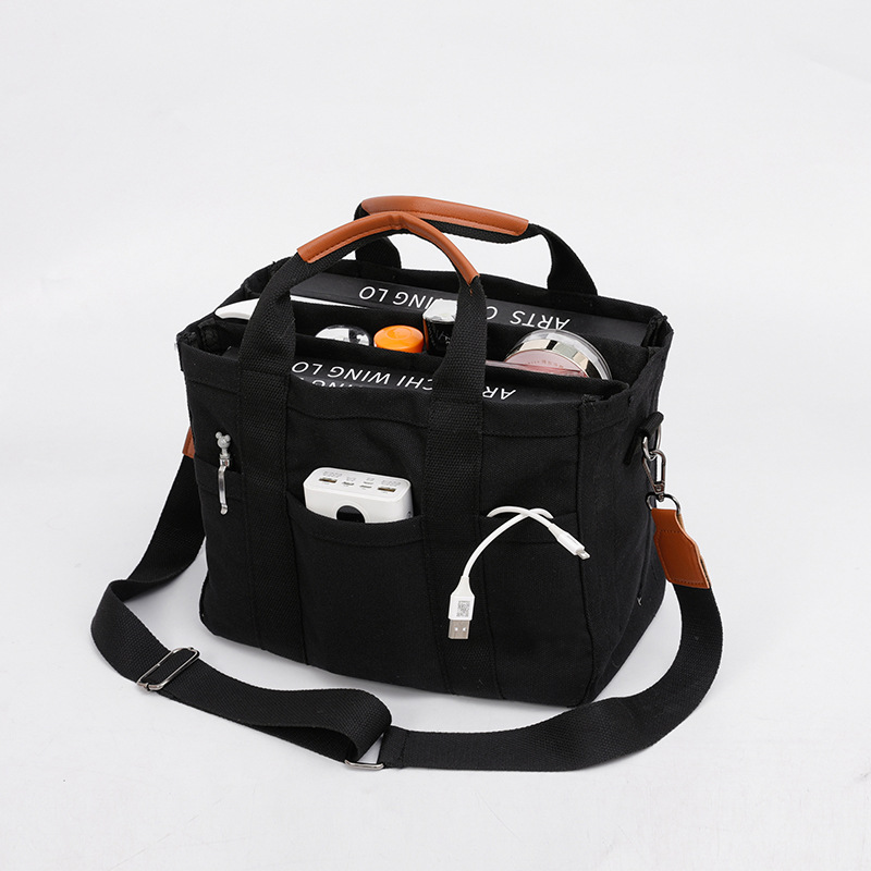 V888-ELOSUNG33150-202506041907-00 Black Stylish Multi-Functional Mommy Diaper Bag - Durable Canvas Tote - Image 1