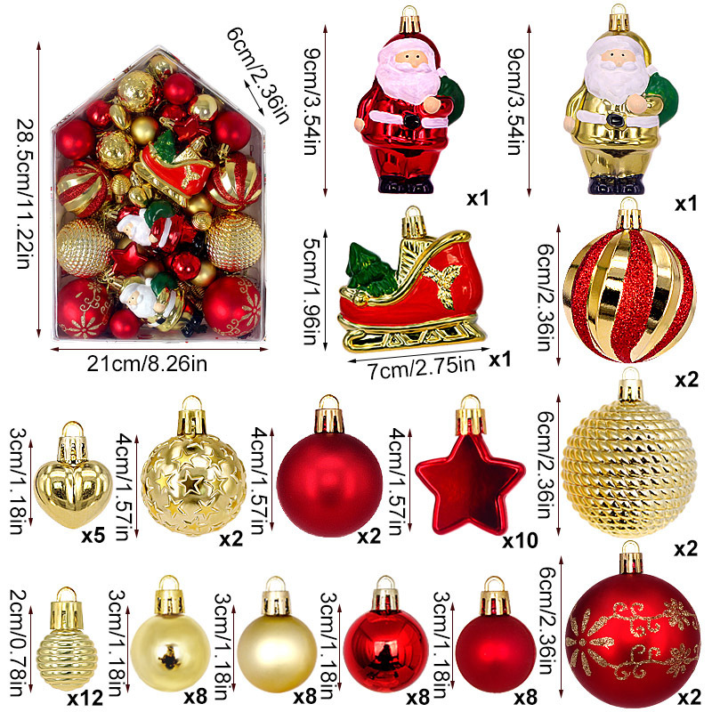 V888-ELOSUNG33198-202506061712-00 Boot Cut 72-Piece Christmas Bauble Set - Hand-Painted House and Round Ornaments - Image 1