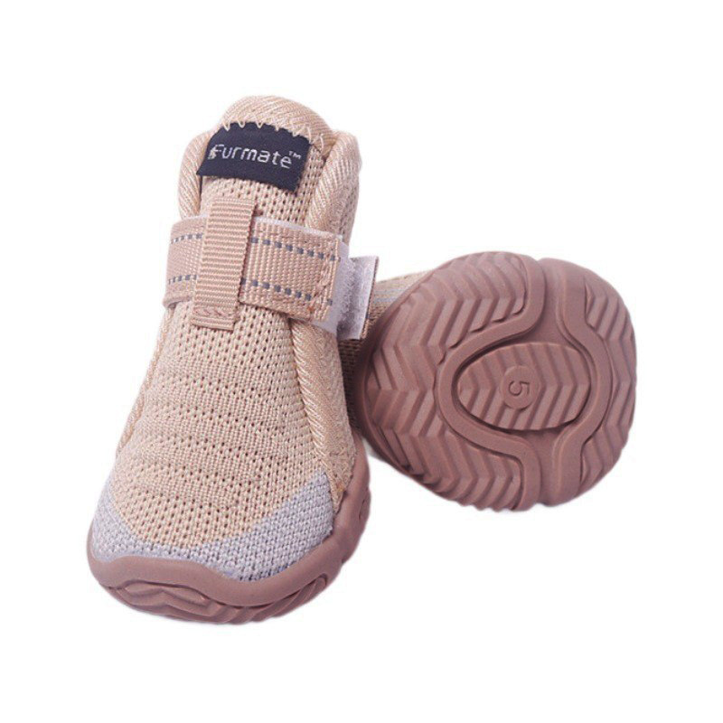 V888-ELOSUNG33343-202506191223-00 2# Khaki Breathable Woven Dog Shoes for Small to Medium Dogs - Non-Slip, Durable, Anti-Dirty Paw Protectors - Image 1