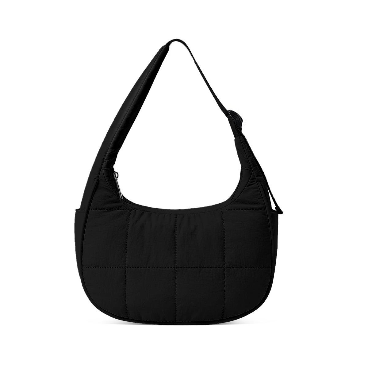 V888-ELOSUNG33420-202506241005-00 Black Trendy Nylon Puffer Shoulder Bag for Women - Lightweight Large Capacity Underarm Tote - Image 1