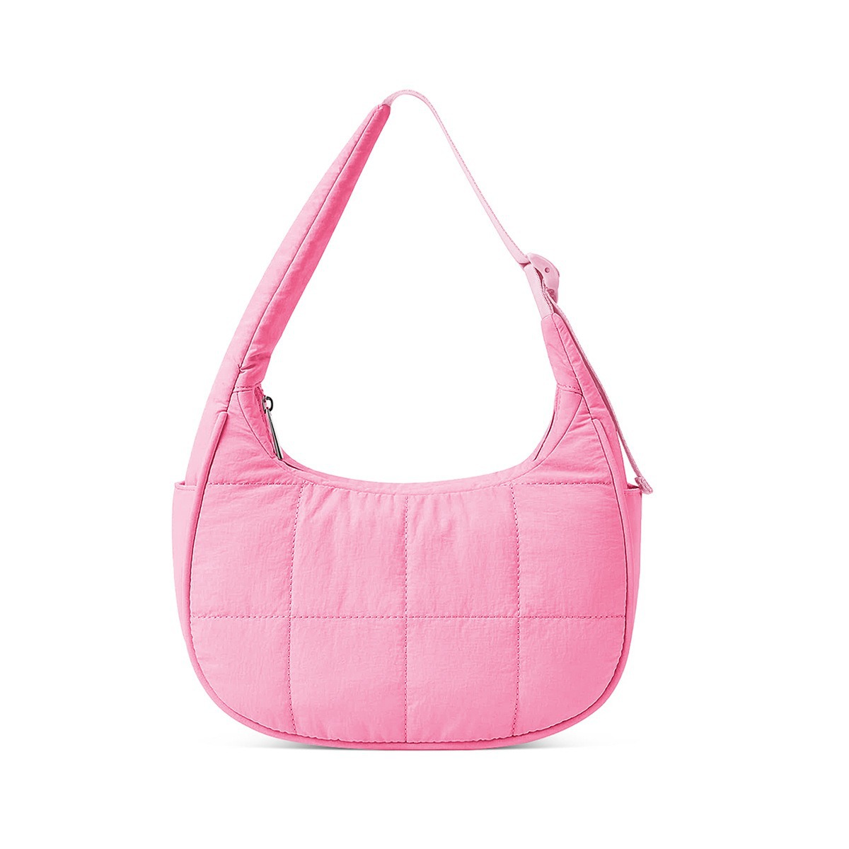 V888-ELOSUNG33458-202506241039-00 Pink Trendy Nylon Puffer Shoulder Bag for Women - Lightweight Large Capacity Underarm Tote - Image 1