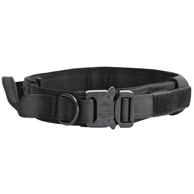 V888-ELOSUNG33489-202506250945-00 M Black Tactical Dog Collar - Heavy Duty Nylon Pet Collar for Medium & Large Dogs, Adjustable (3.8cm Width) - Image 1