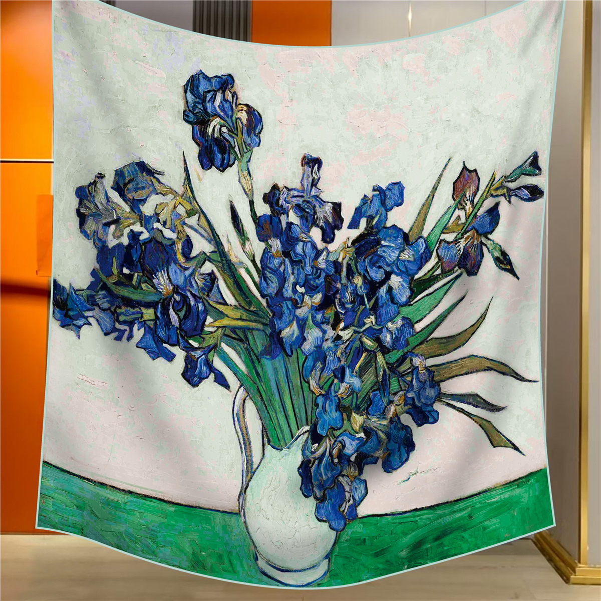 V888-ELOSUNG33504-202506251005-00 Still Life With Warblers Elegant Artistry Shawl - Large 130cm Square Scarf with Oil Painting Print & Hand-Rolled Hem - Image 1