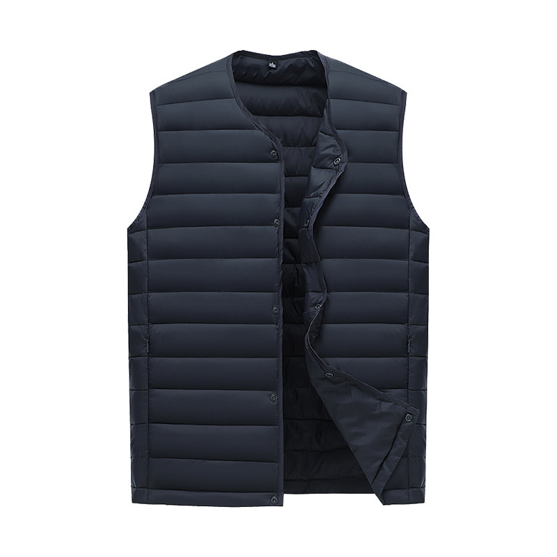 V888-ELOSUNG33582-202506301052-00 XXXXL Navy Blue Men's Lightweight Quilted Puffer Vest - Ideal Sleeveless Jacket for Winter Layering - Image 1