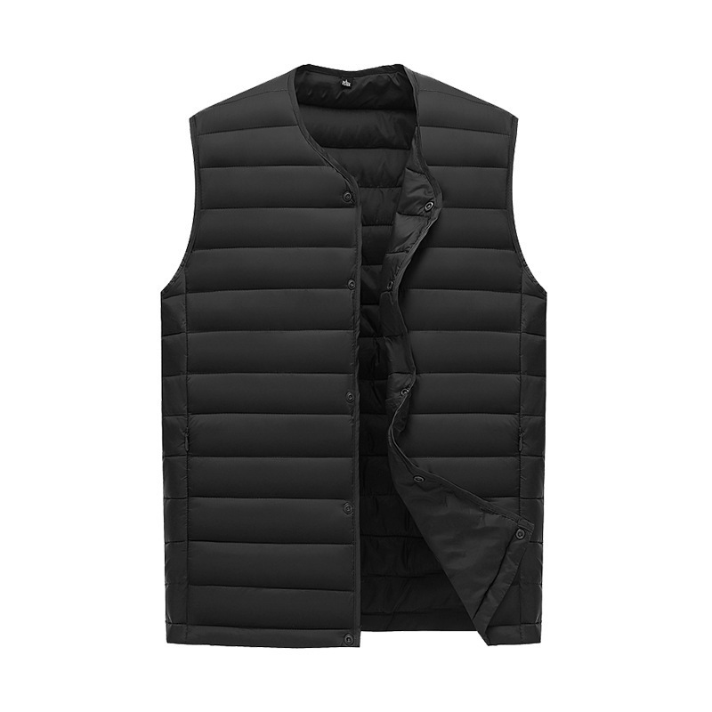 V888-ELOSUNG33591-202506301121-00 M Black Men's Lightweight Quilted Puffer Vest - Ideal Sleeveless Jacket for Winter Layering - Image 1