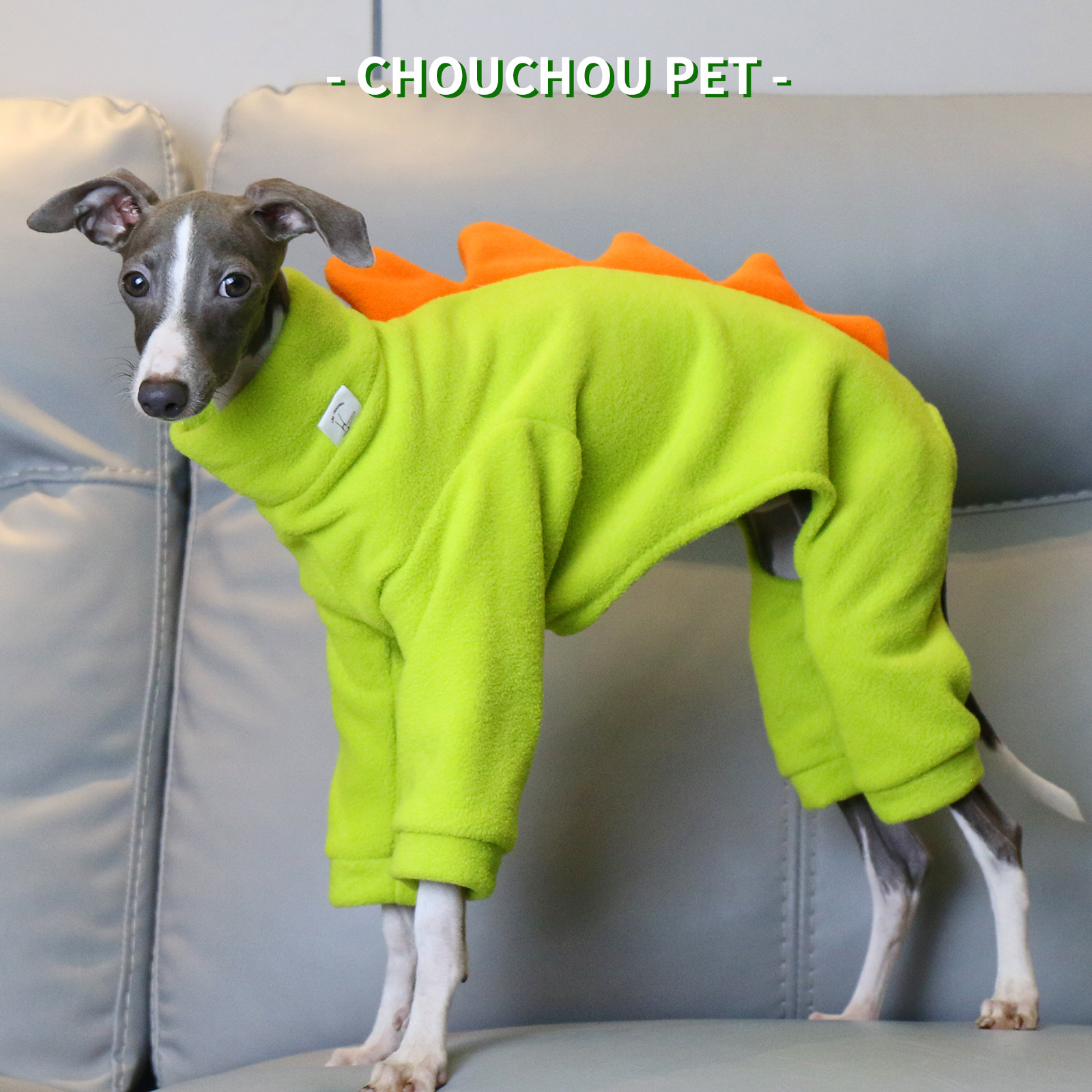 V888-ELOSUNG33634-202507020945-00 S Adorable Dinosaur Fleece Dog Jumpsuit - Warm Winter Pajamas for Whippets & Italian Greyhounds - Image 1