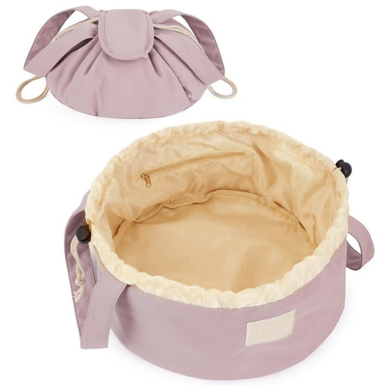 V888-ELOSUNG34249-202506241117-00 Pink New Large Capacity Portable Drawstring Makeup Bag - Travel Toiletry Bag with Fashionable Cosmetic Brush Storage - Image 1