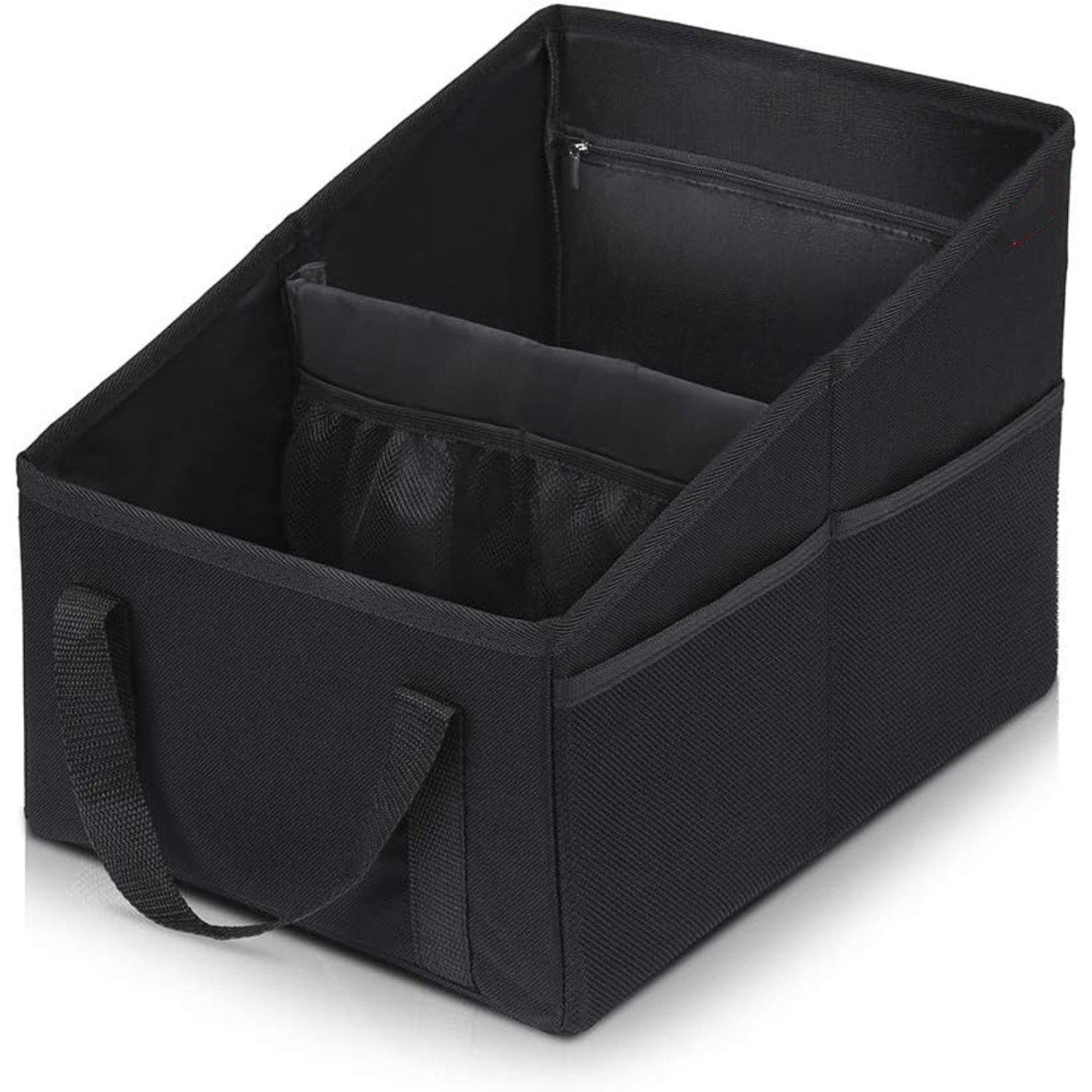 V888-ELOSUNG34265-202506241206-00 3-piece Black Car Trunk Storage Box - Large Capacity Oxford Cloth Foldable Car Seat Organizer - Image 1