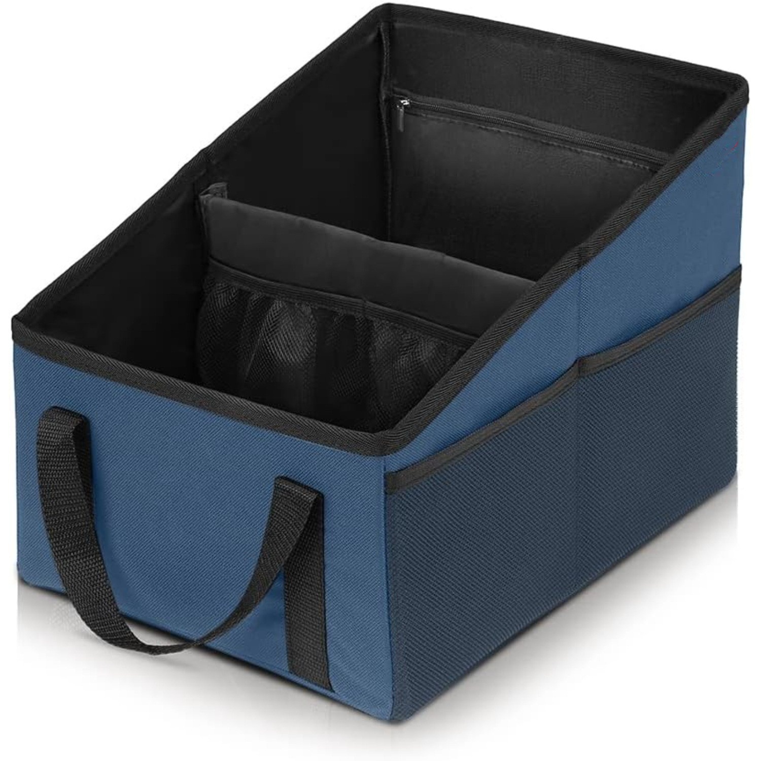 V888-ELOSUNG34267-202506241207-00 3-piece Blue Car Trunk Storage Box - Large Capacity Oxford Cloth Foldable Car Seat Organizer - Image 1