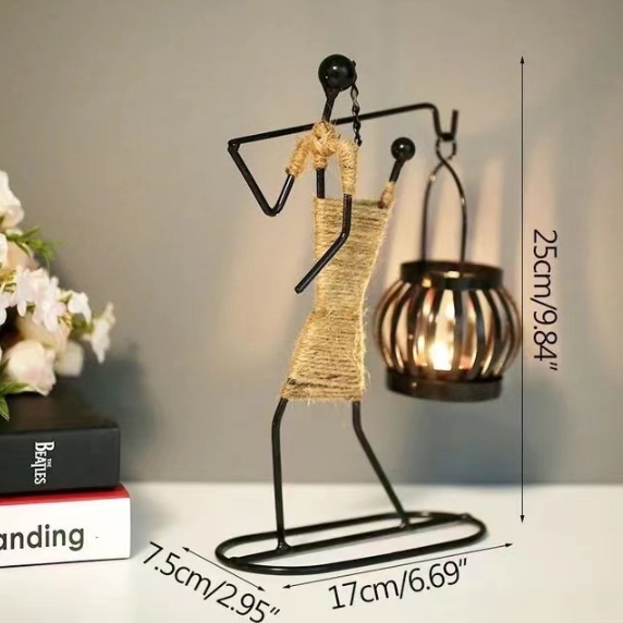 V888-ELOSUNG34291-202506300952-00 Creative Iron Girl Candle Holder for Nordic Restaurant Table Decorations and Bar Counter Accessories(Style C) - Image 1