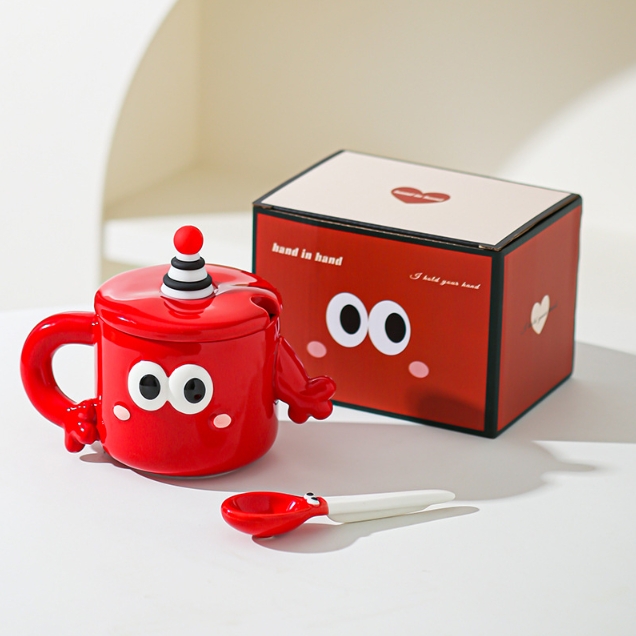 V888-ELOSUNG34300-202506301026-00 Red Quirky Ceramic Couples Mug Set - Fun and Unique Gift for Weddings and Special Occasions - Image 1