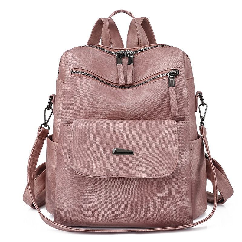 V888-ELOSUNG35017-202506191033-00 Stylish Women's PU Leather Backpack - Versatile Shoulder Bag with Multiple Pockets(Pink) - Image 1
