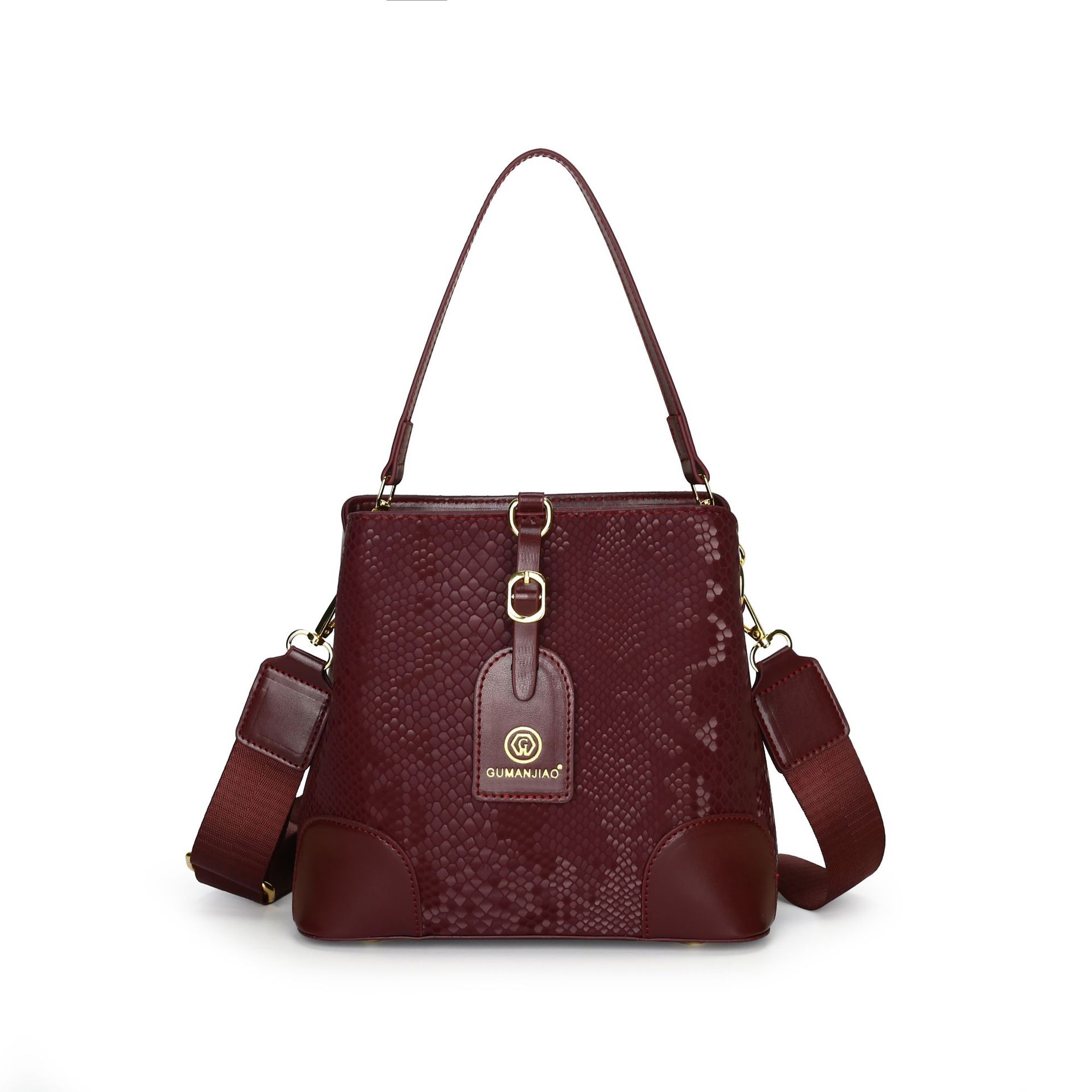 V888-ELOSUNG35132-202506241020-00 Elegant Textured Bucket Bag - Versatile Shoulder, Handheld & Crossbody Design(red) - Image 1