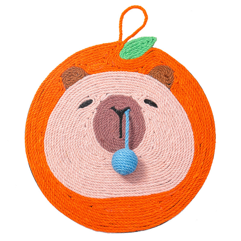 V888-ELOSUNG35388-202506301102-00 Fruit-Themed Capybara Cat Scratching Pad - Sisal Rope, EVA Non-Slip Backing, Hanging or Floor Use(orange) - Image 1