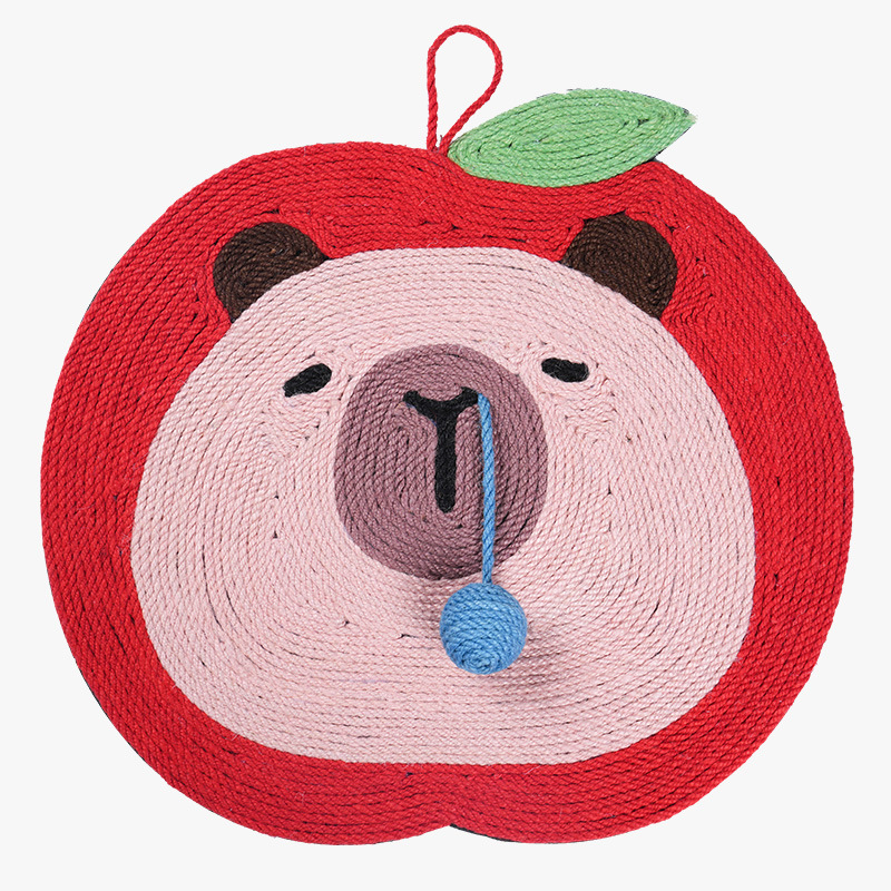 V888-ELOSUNG35392-202506301015-00 Fruit-Themed Capybara Cat Scratching Pad - Sisal Rope, EVA Non-Slip Backing, Hanging or Floor Use(red) - Image 1