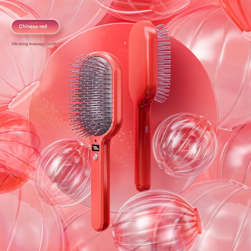 V888-ELOSUNG35462-202506301107-00 Electric Ionic Vibrating Massage Hairbrush - 3-Mode Sonic Scalp Massager & Detangler with LCD Display(Red) - Image 1