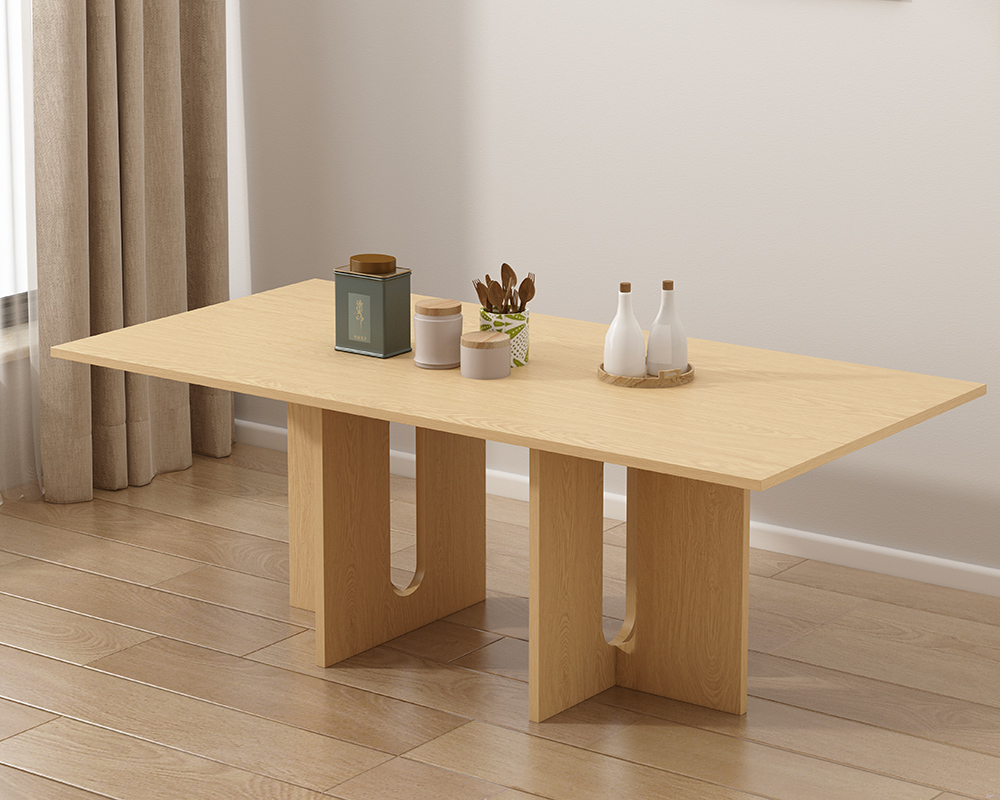 V912-22APLD005-OAK-204687-00 Oak Melamine Dining Table 6 Seater - Image 1