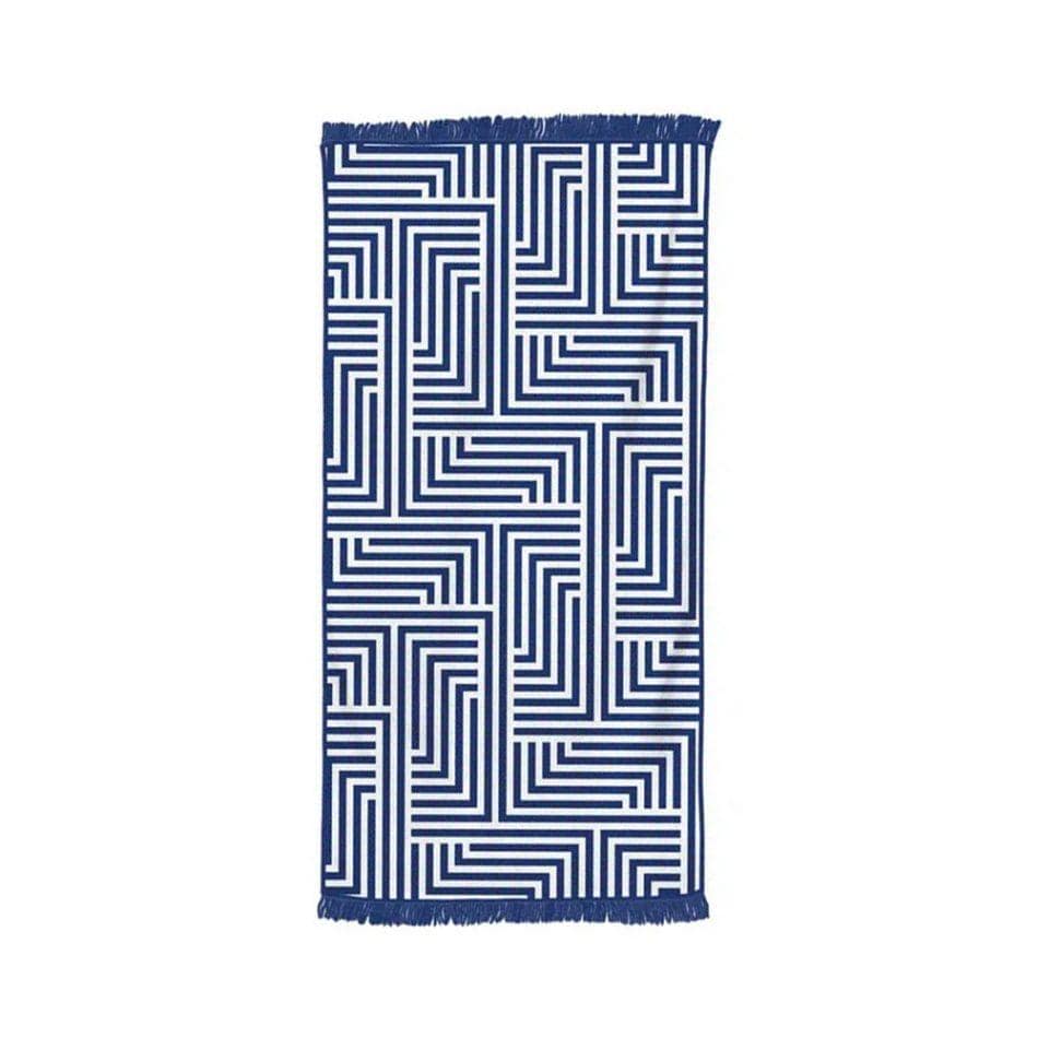 V915-LD0001-BL-203581-00 Rectangular Quick Dry Beach Towel with Tassel - Image 1