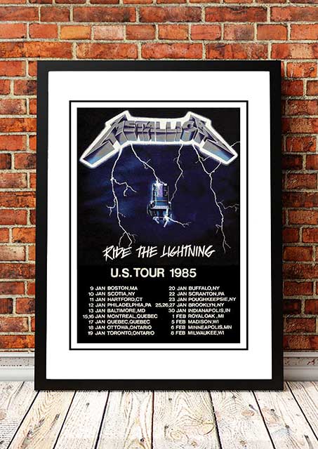 V967-A30441-A1-223736-00 Metallica 'Ride The Lightning' US Tour Poster 1985 - Framed A1 - Image 1