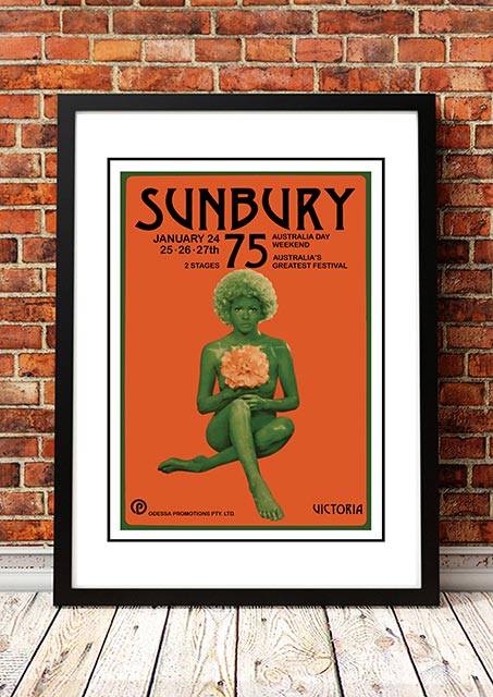 V967-A30455-A4-223639-00 Sunbury 'Music Festival' Poster 1975- Framed A4 - Image 1